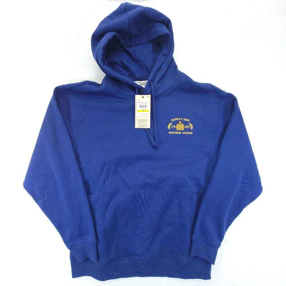 Scotch & Soda Men’s Graphic Hoodie Embroidered Evening Skies Blue Sz Medium NWT